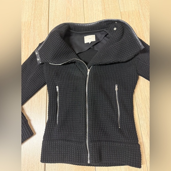 IRO Chelane Lamb Leather Trim Wool Moto Jacket - Picture 4 of 9